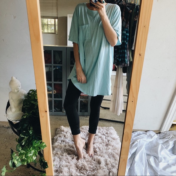 Urban Outfitters Tops - Baby Teal Tee Shirt Dress Pocket Baggy Long Boho